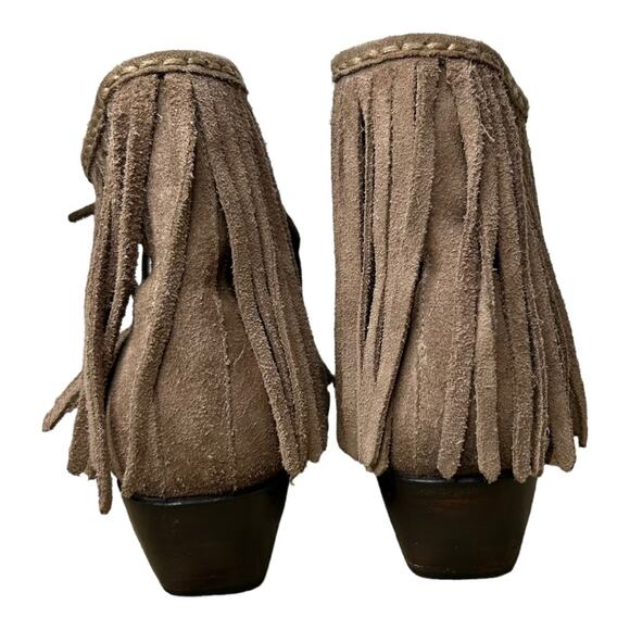 Frye Sacha Fringe Boho Western Suede Ash Bootie 9.5 - Picture 6 of 14